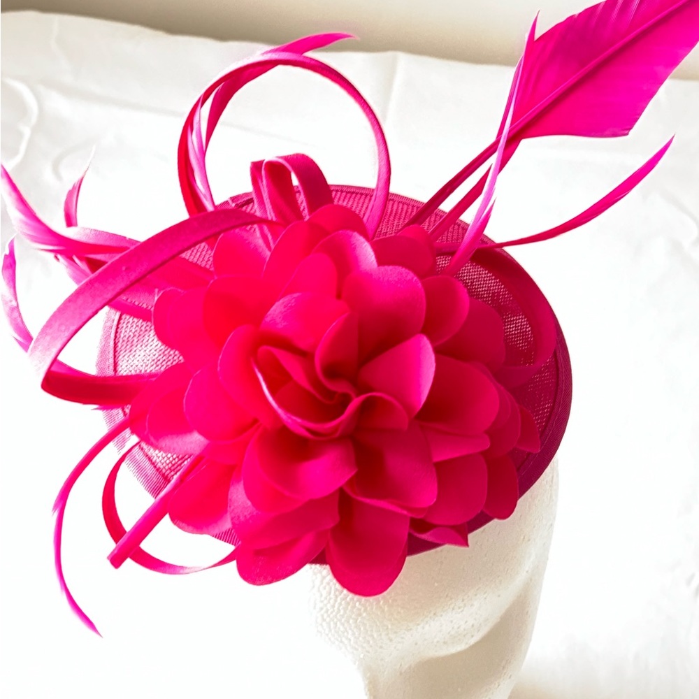 Vibrant Pink Feathered Hat Accessory
